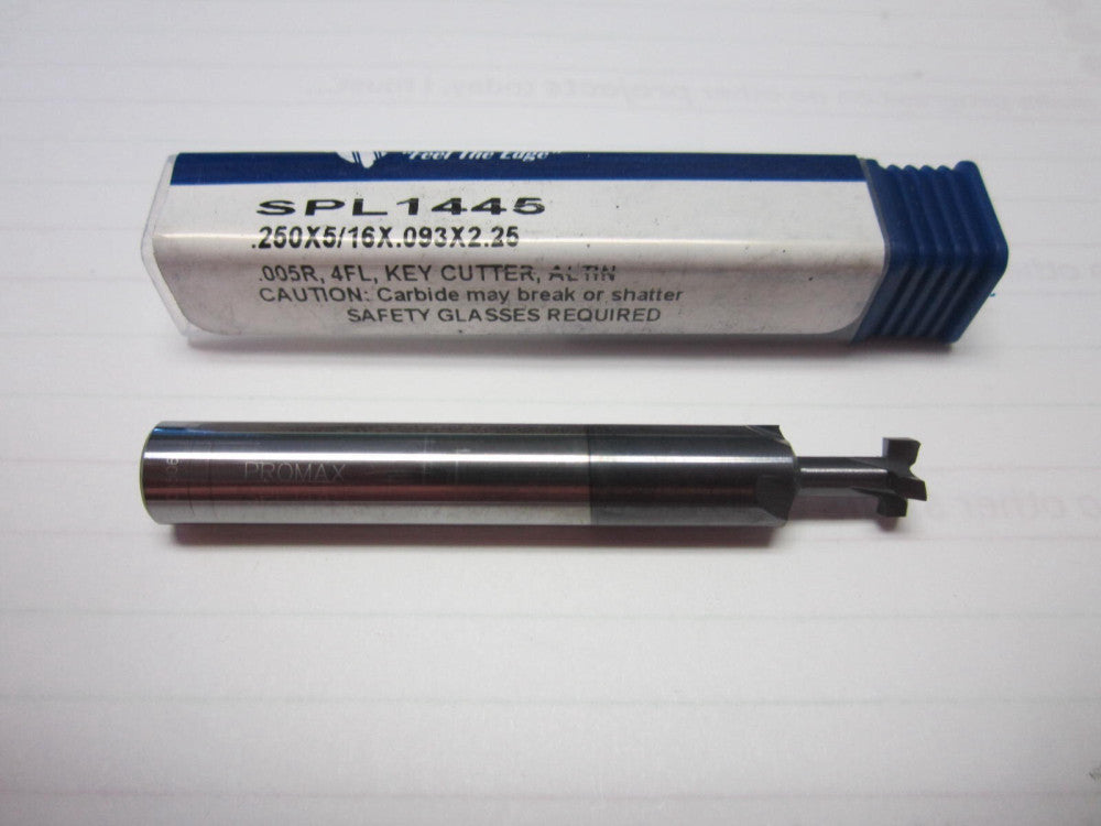 ProMax SPL1445 .250 x 5/16 x .093 x 2.25" .005R 4FL AlTiN Carbide Keyseat Cutter