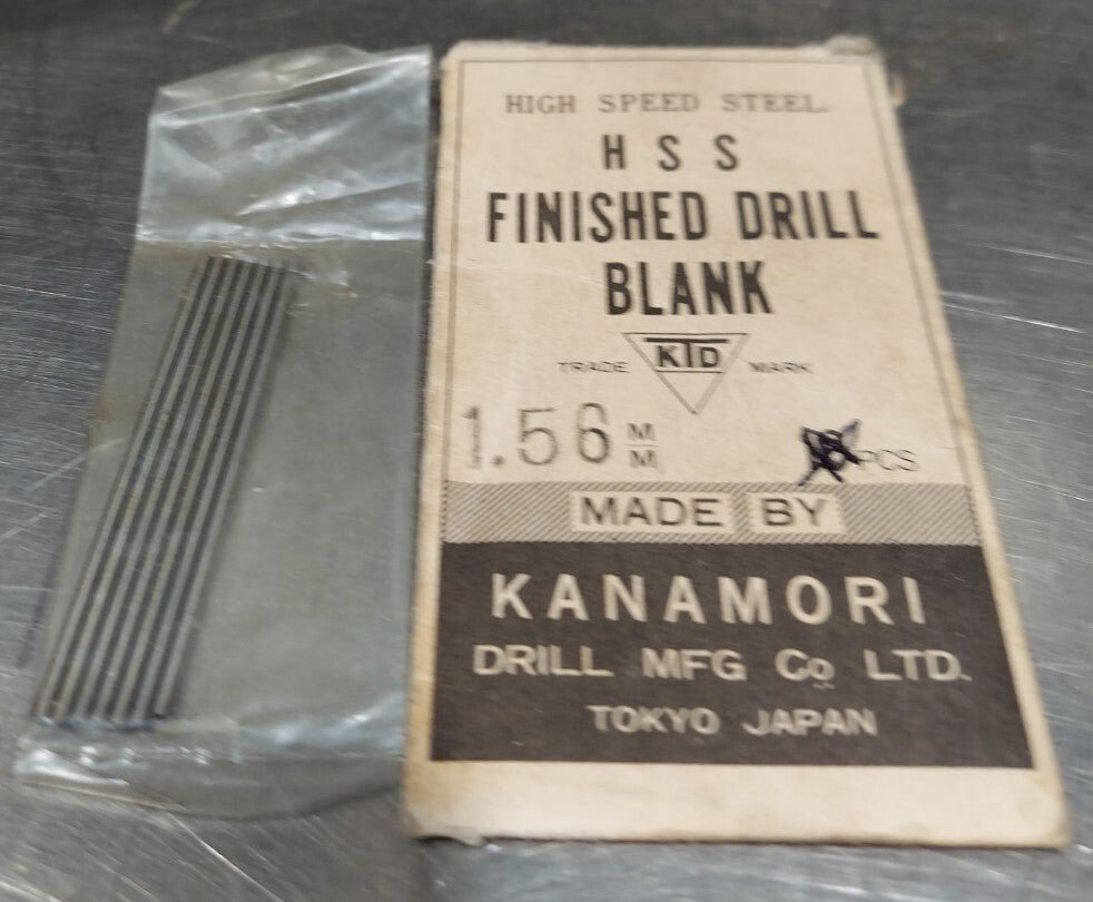 Lot Of 7 - Kanamori 1.56mm x 2" HSS Finished Drill Blank Pin Gage