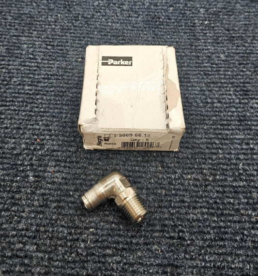 ( QTY 5 ) PARKER 38895614: Compact Stud Elbow, Male NPT Thread Inch