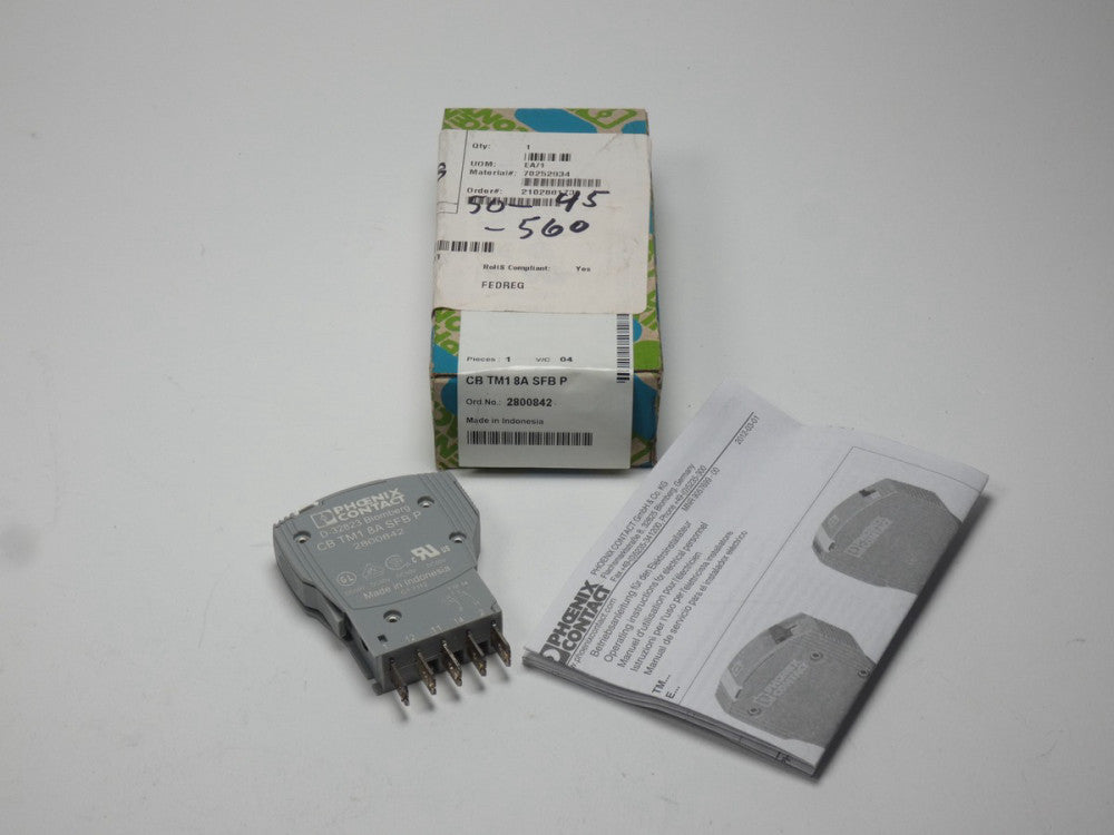 Phoenix Contact 2800842 Circuit Breaker 50VDC 8A CB TM1 8A SFB P - NEW Surplus!