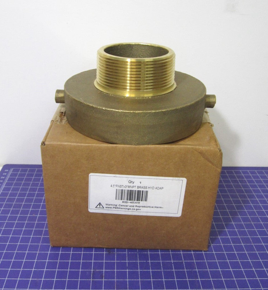 Alliance Hose & Rubber (HYD-4530T-M) 4.5" FNST x 3" MNPT Brass Hydrant Adapter
