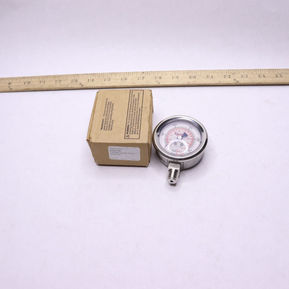 WIKA Tube Pressure Gauge 0-2500 PSI 1/4" NPT x 2.5" Dial 233.53