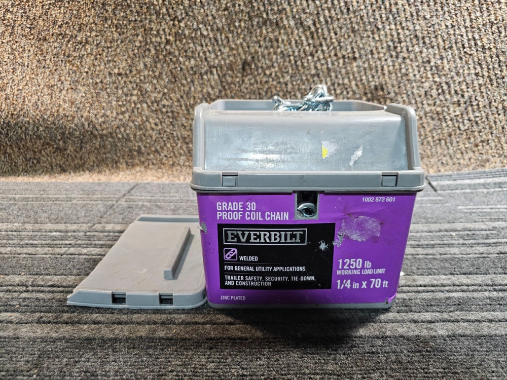 Everbilt 1002 872 601 1/4 in. x 70' Grade 30 Zinc Plated Steel Proof Coil Chain