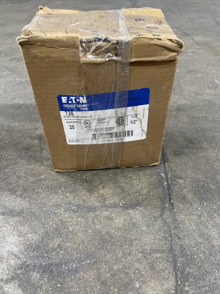 1 BOX Eaton 736 Clamp Type Connector 90° angle Non-Insulated Maleable Iron 1/2''