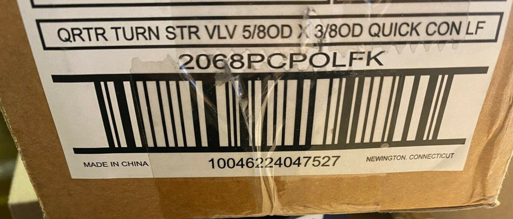BRAND NEW 2068PCPOLFK QRTR TURN STR VLV 5/80 X 3/80D QUICK CON LF