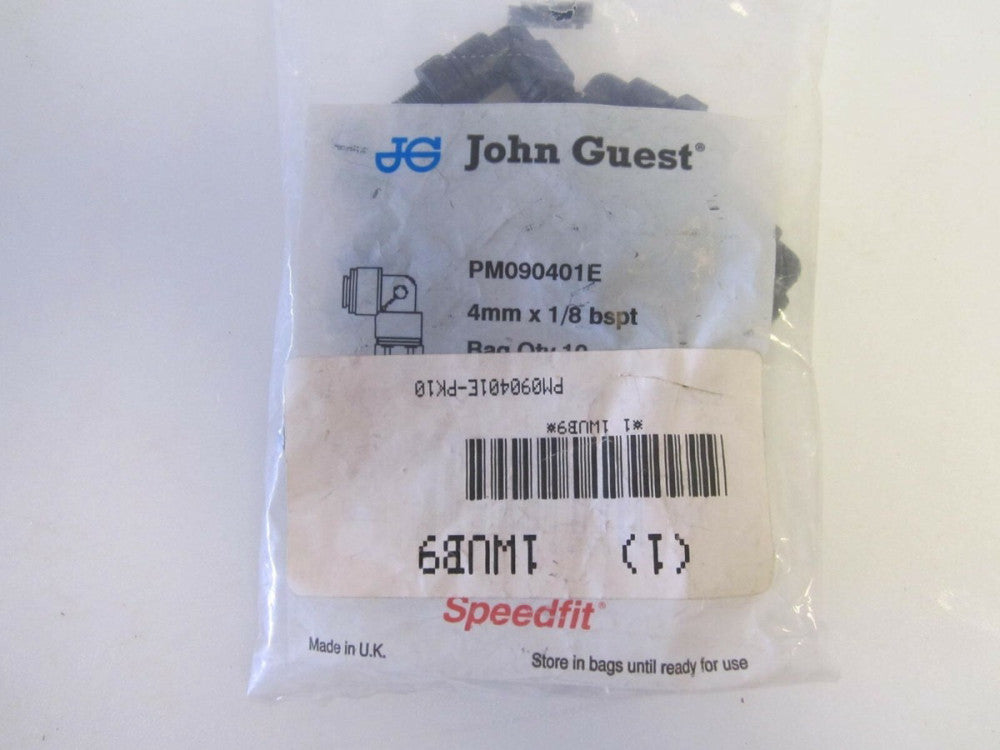 JOHN GUEST Swivel Elbow -PM090401E-PK10- 4mm Tube OD, 150 PSI, Black, Pk10