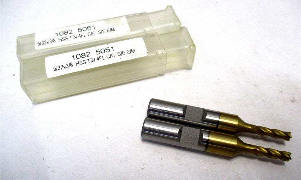 NEW (10825051) 5/32 x 3/8 x 3/4 x 2-3/8 4-Flute SE HSS Square End Mill - 2 QTY