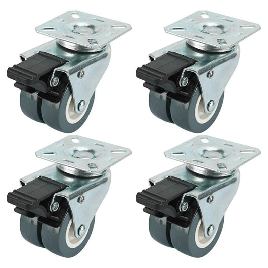2" TPR Dual Wheel Heavy Duty Swivel Plate Locking Casters 551 LBs, 4 Pack (4 ...