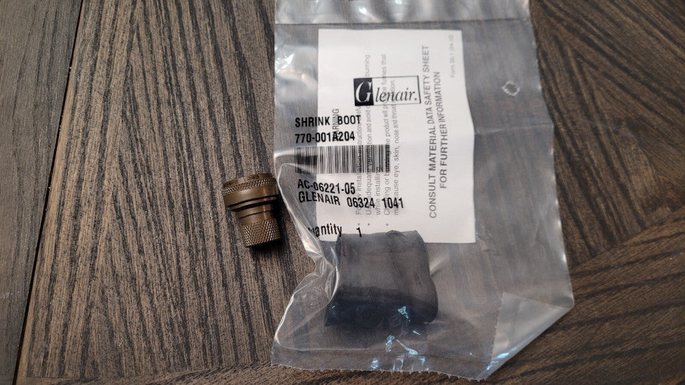 New Glenair 770-001A204 Shrink Boot & 317NA13NF14-2 Back Shell Connector