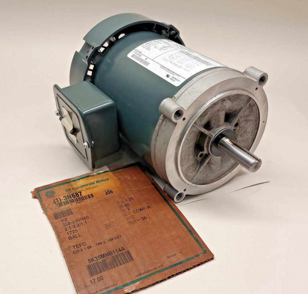 GE 5K35MNB114A Electric Motor K254/3N687 1/2hp 3ph 208-230/460V 1725rpm 56C