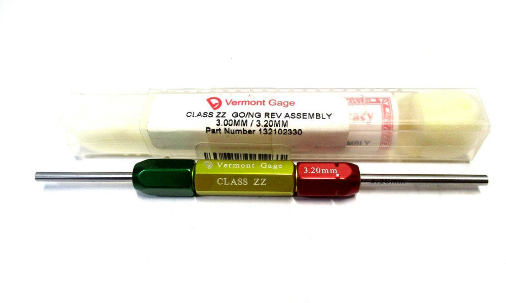 Vermont Gage 3.00mm - 3.20mm Class ZZ Go/No-Go Double End Rev Plug Gage Handle