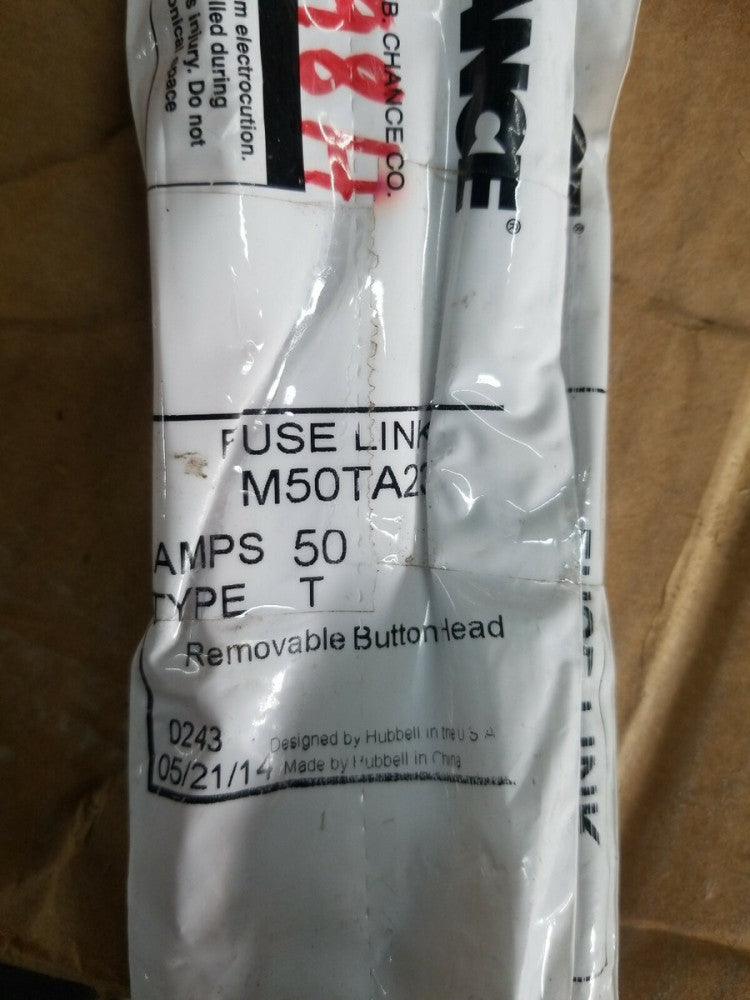  Chance Fuse Link, Type T, M50TA23, 50 Amp, New 