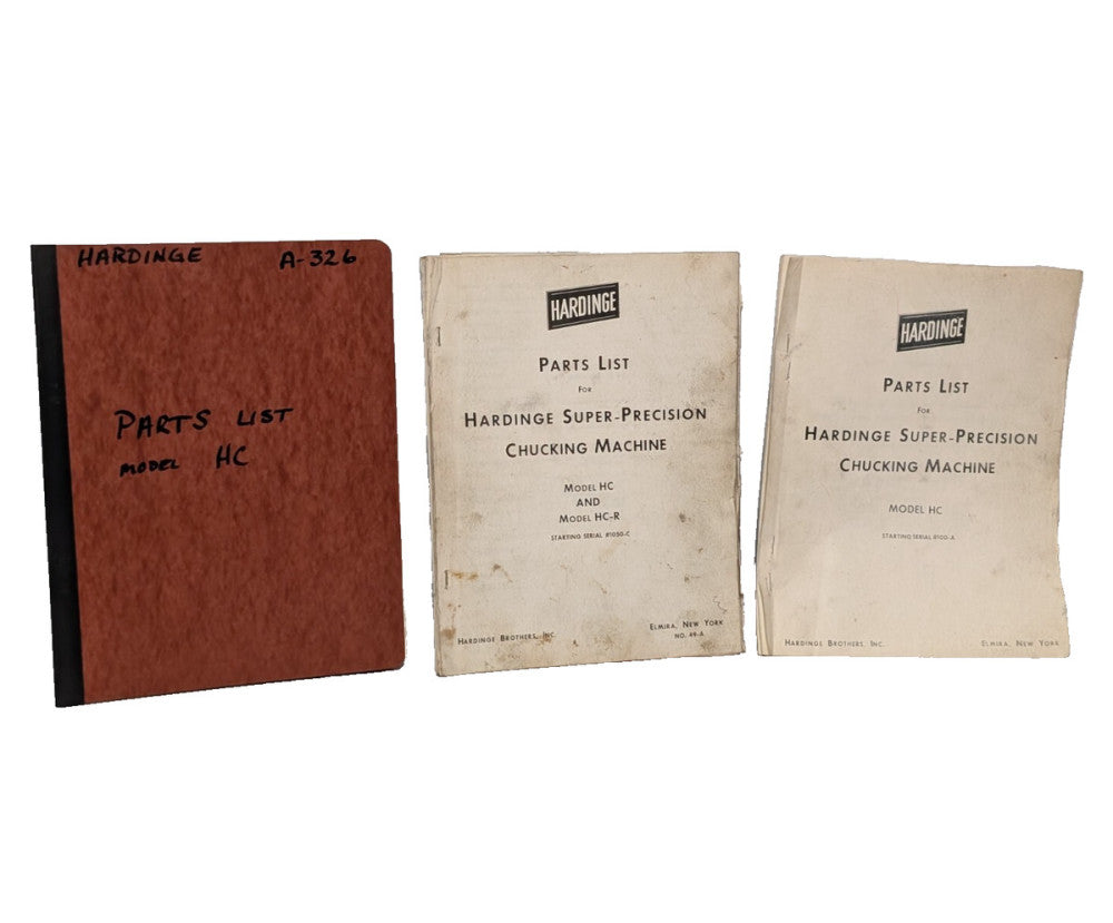 Lot of 3: Hardinge HC Super-Precision Chucking Machine Parts List Manuals