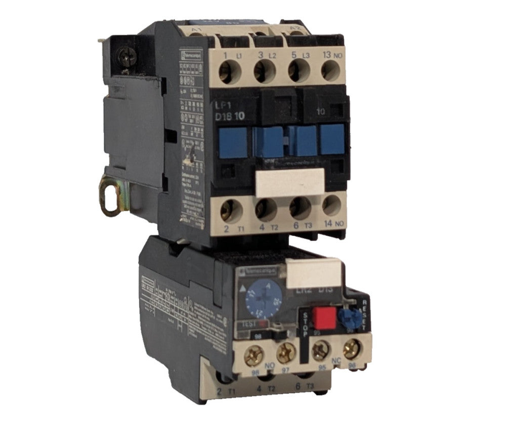 Telemecanique LP1-D18-10 Contactor A600, P600, with LR2-D1322 Relay, 24VDC Coil