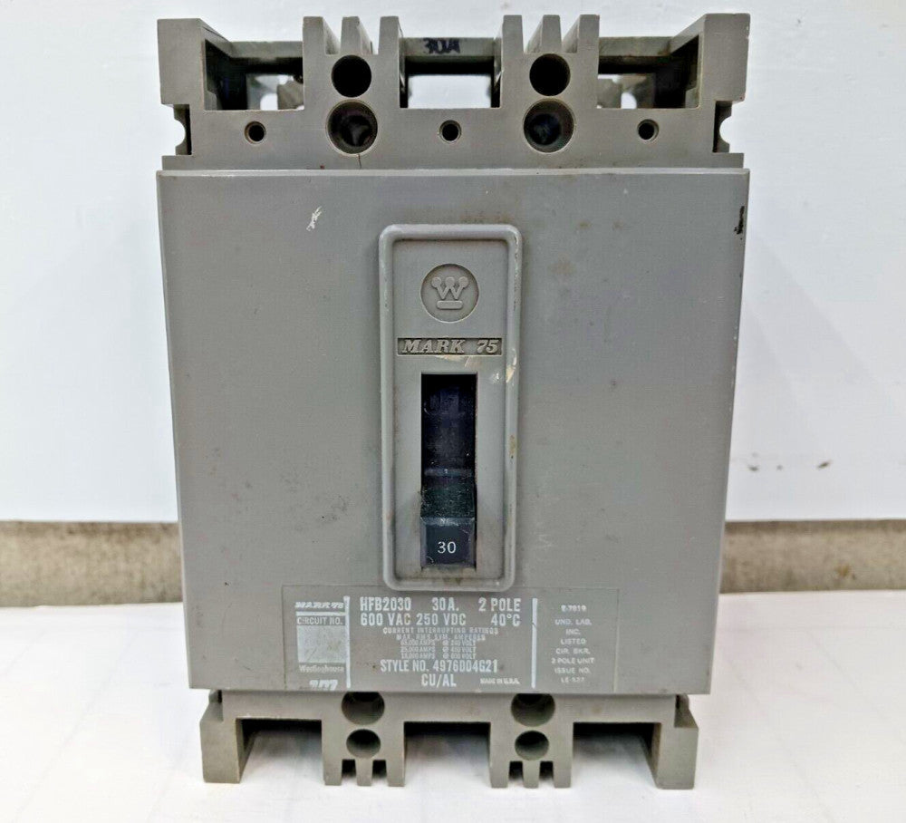 WESTINGHOUSE 30 AMP CIRCUIT BREAKER 2 POLE 600 VAC HFB2030 #2