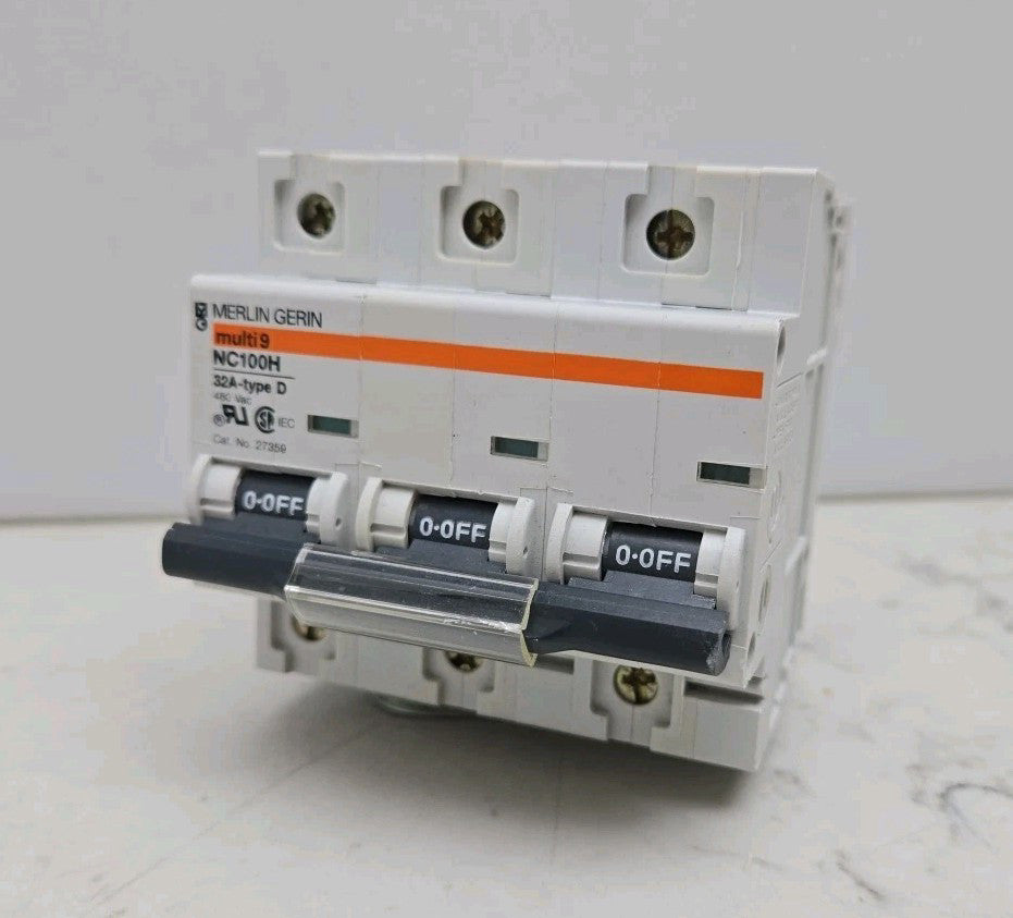 Merlin Gerin NC100H 32A Amp Type D Multi9 3P 3 Pole Circuit Breaker 27359 Used
