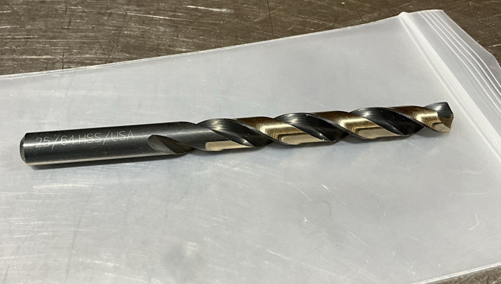 25/64" DRILL BIT HSS USA 118 degree chisel 6" Flute Length .3906 high