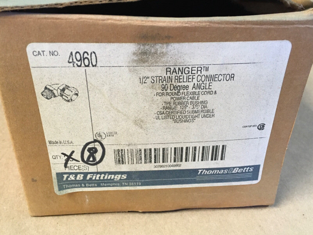 Thomas & Betts 4960 Liquidtight Cord Grip, 1/2" 90° Angle *LOT OF 8*   (KB)