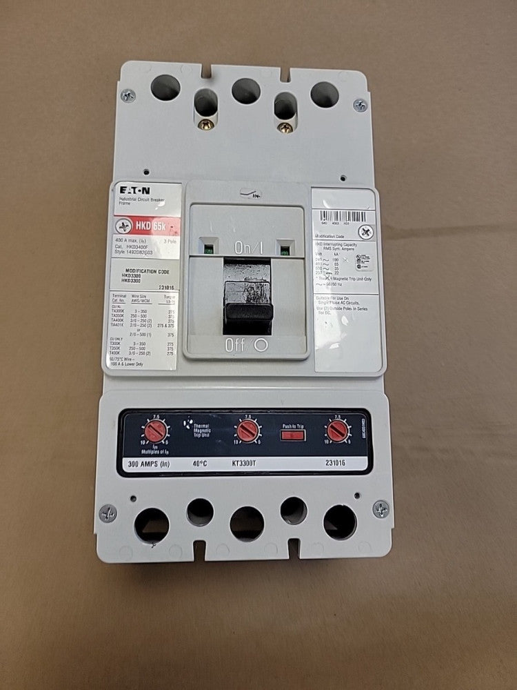 Eaton HKD3400F 400A 3P HKD 65k 300A Trip Industrial Circuit Breaker KT3300T