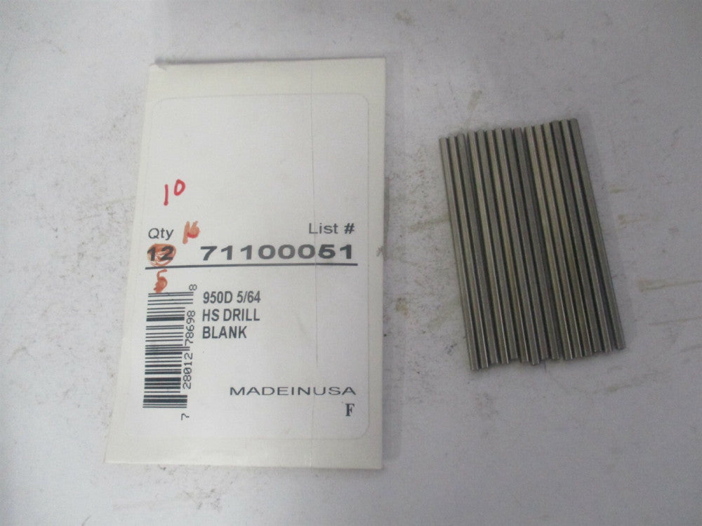 (950D 5/64) 5/64″ x 2″ OAL Bright Finish HSS Long Drill Blank - Pack of 15 