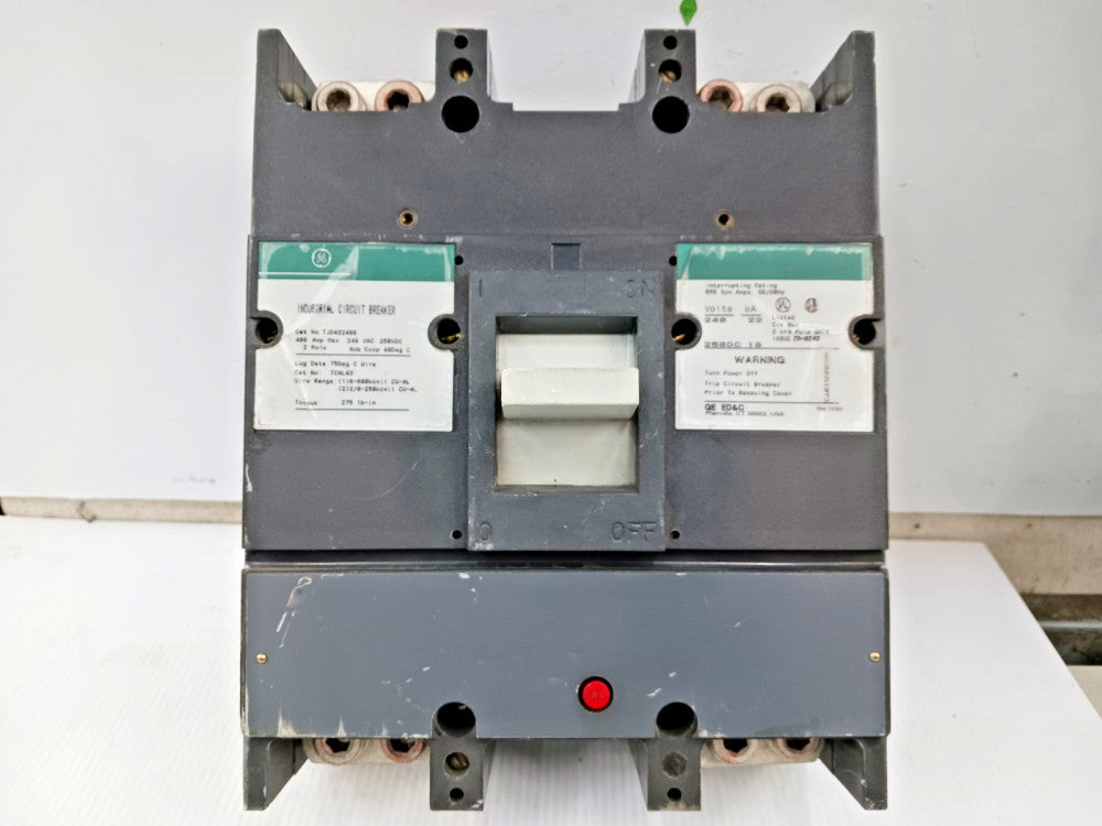 GE 400 Amp Industrial Circuit Breaker 2 Pole 240 VAC / 250 VDC 22kA TJD422400