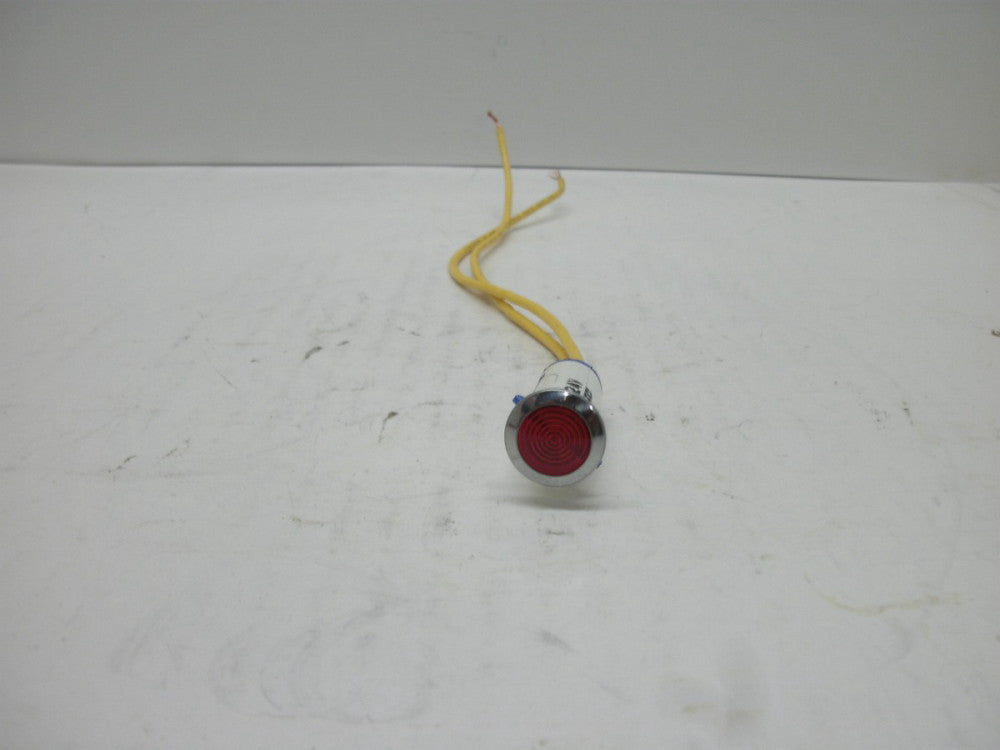 JEMCO PANEL INDICATOR LIGHT 24V RED WITH CHROME TRIM W/8" LEADS NEW NO BOX