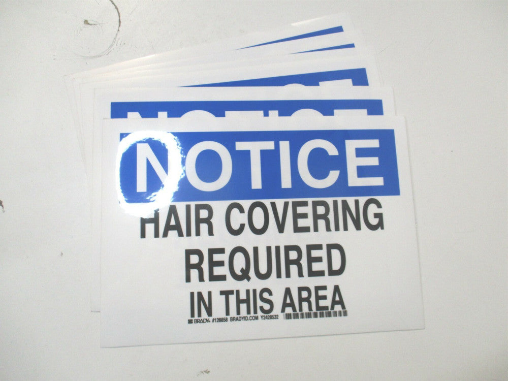 Brady (128858) 7" x 10" Hair Covering Required In This Area Notice Sign - Qty 6