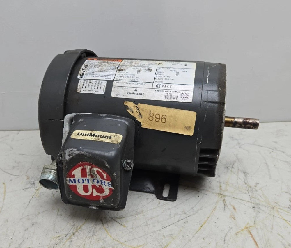Emerson 6203-2ZJC3 U1S2AFC K12-F016-M Motor 1 Hp 1750 Rpm 208-230/460V 3Ph Used 