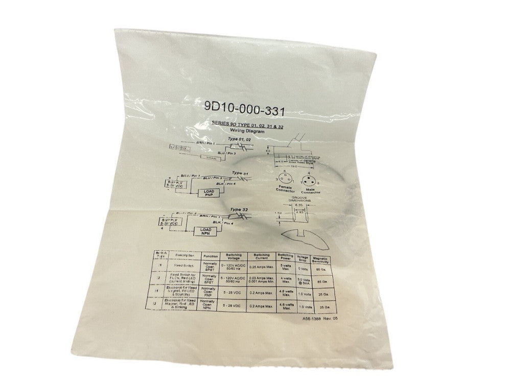 9D10-000-331 Wiring Diagram Series 9D Type 01,02,31 & 32