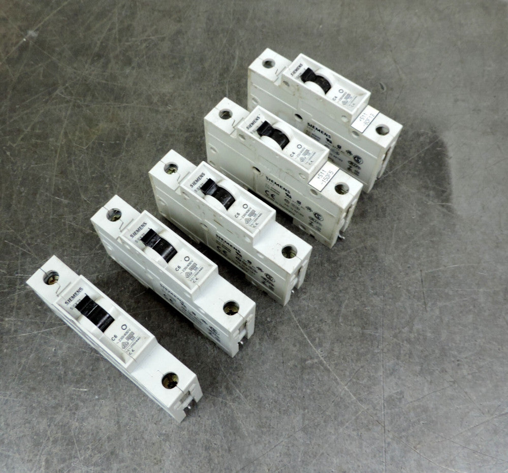 Siemens 5SX21 Three (3) C6 & Two (2) C4 Circuit Breaker Lot of Five (5)