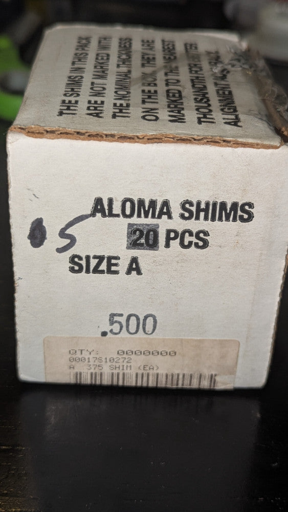 New Pack of (5) Aloma Shims Size A .500" Nominal
