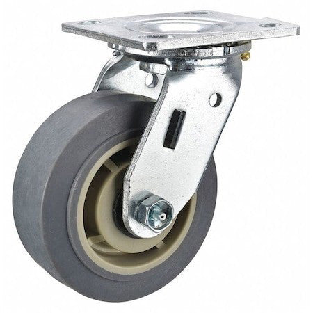 Zoro Select P21s-Prp060r-14-H7-El Swivel Plate Caster,Rubber,6 In.,600 Lb.
