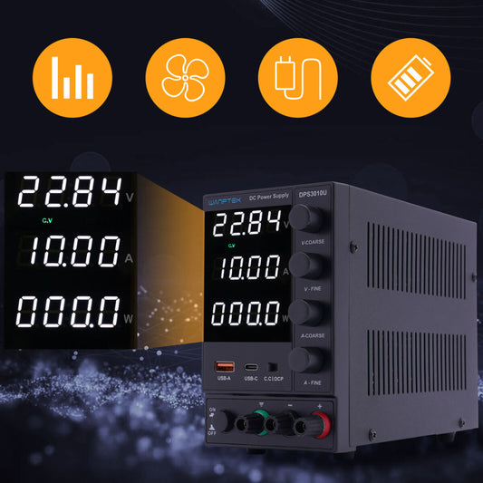0-30V/0-10A DC Power Supply Lab Variable Adjustable Regulated Bench Switching