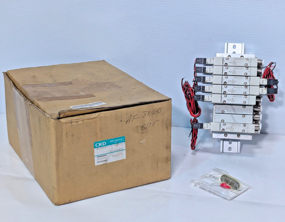 CKD M4GB280-C6-E2THD-S-3 Manifold Assy w/ (6) 4GB219-E21H Solenoid Valves, 24VDC