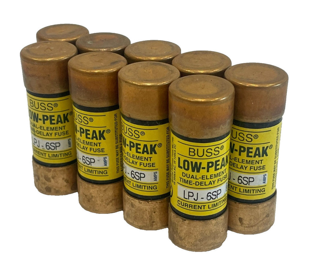NEW LOT OF 9 BUSSMANN LPJ-6SP LOW PEAK FUSES LPJ6SP