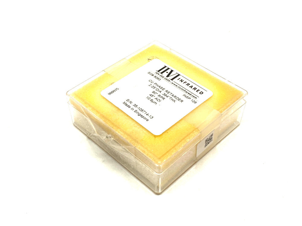 II-VI Infrared 909975 CU Phase Retarder 2.25" Dia., .394" Thick 90° RPR, 45° AOI