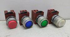 4 Pack Misc Lot Aeg Pushbutton Safety Switch Illuminated Red Green Blue Clear