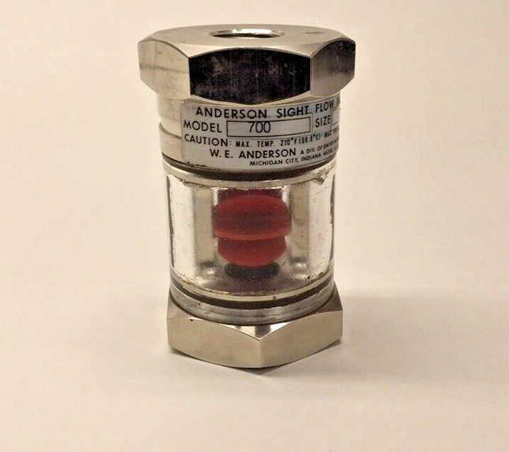 W.E. Anderson 700-1/2A02AH Used Sight Flow Indicator Stainless SS 230psi Dwyer