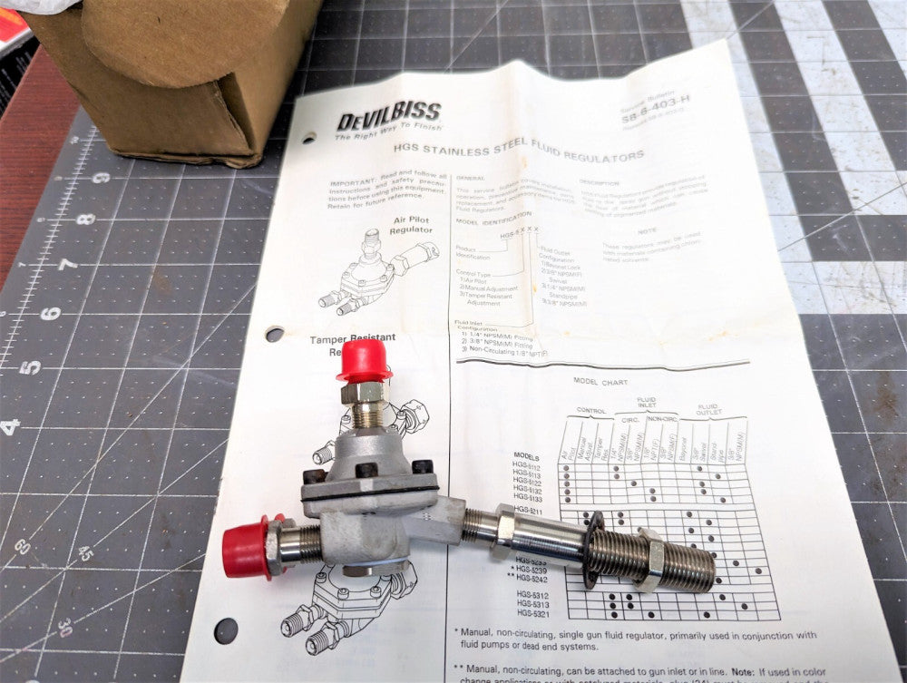 HGS GUN REGULATOR HGS-5113 Devilbiss SS Air Pilot Fluid Regulator [B5B2]