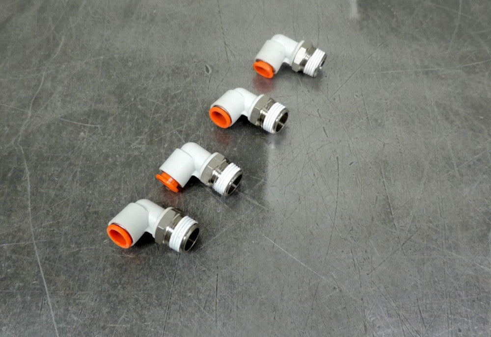 SMC 3/8" NPT X 3/8" Elbow Push to Connect Fitting Lot of (4) Four