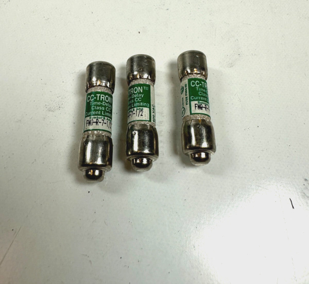 CC-Tron FNQ-R-7 1/2 Fuses Time Delay Class CC 600VAC 7 1/2 A (Lot of 3) NEW