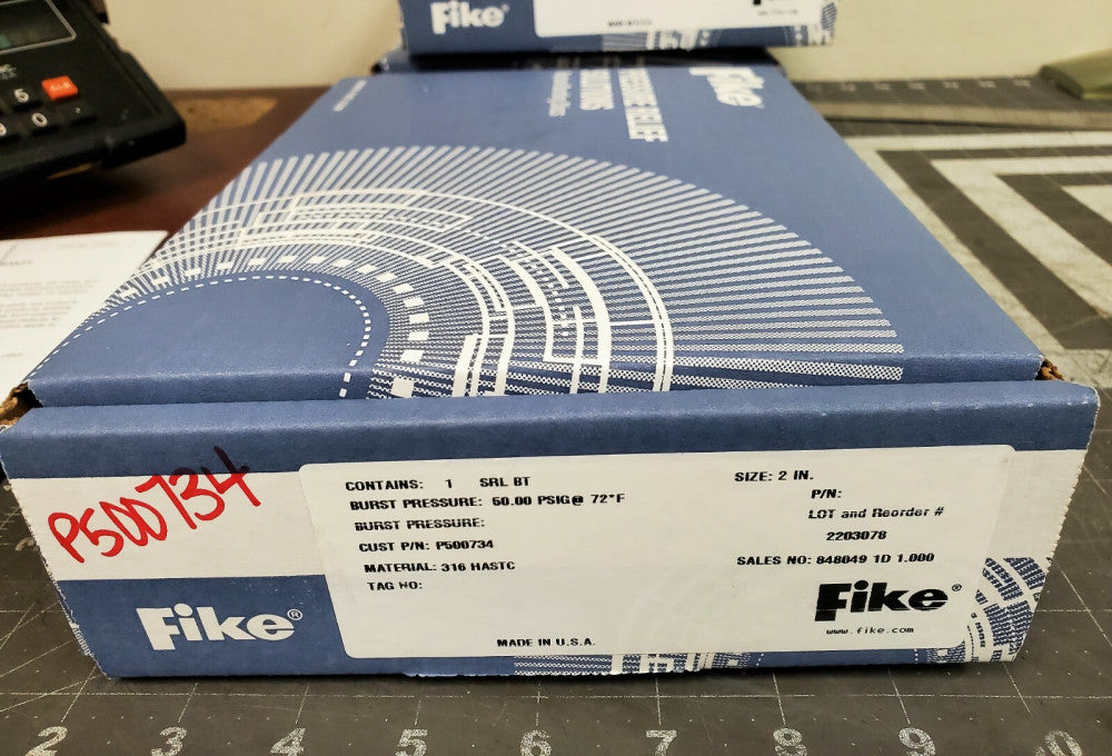 2” FIKE RUPTURE DISC SRL BT TYPE 2" 50 PSIG @ 72˚F HASTELLOY NEW [B1BD] 