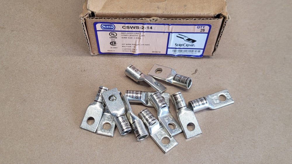 Lot of 11 Ilsco CSWS-2-14 Sure Crimp Lugs 2-6AWG Bolt Size 1/4"