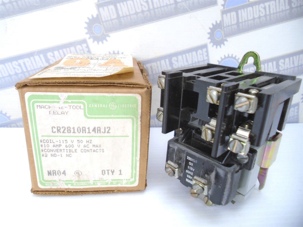 NEW General Electric - CR2810A14AJ2 - MACHINE TOOL RELAY - 10A 600V 115/95V Coil