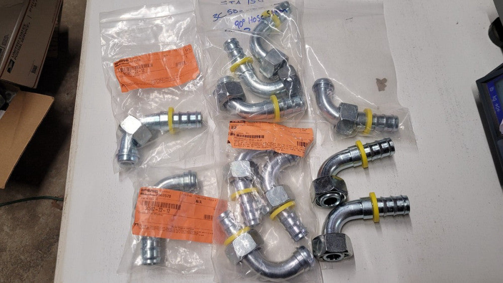 Lot /11 Parker 3C582-22-12 Push on Field Attachable Hydraulic Hose Elbow Fitting