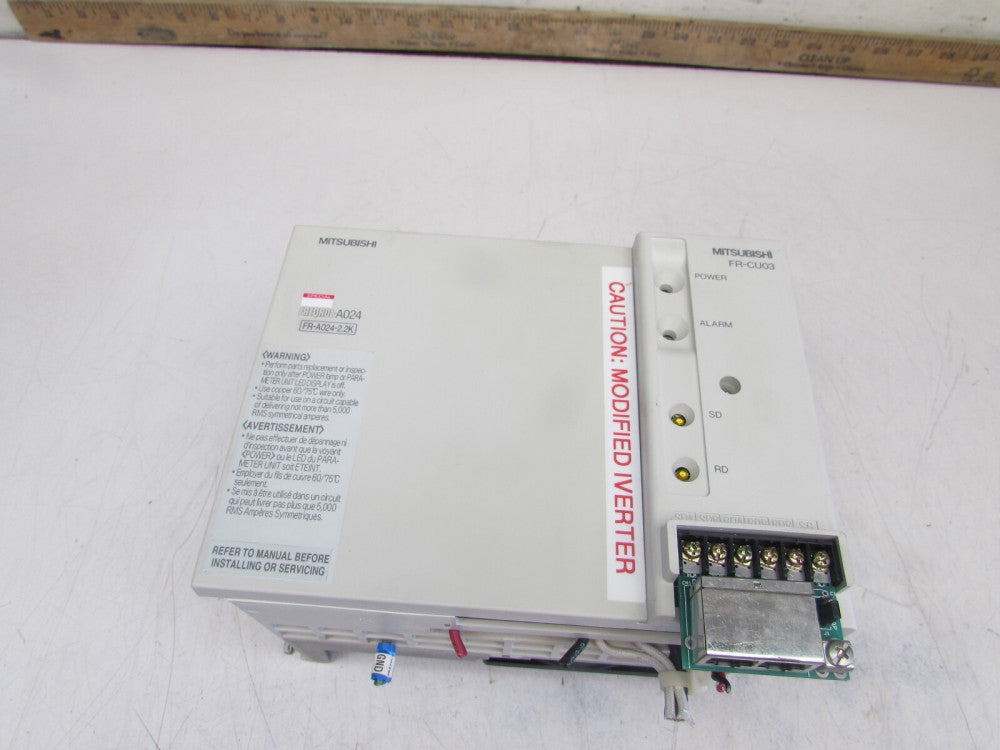 MITSUBISHI FR-A024-2.2K-TF , INVERTER , 3HP ,200-230V, W/FRCU03, USED MAKE OFFER