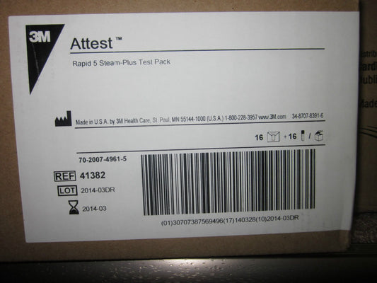 3M™ ATTEST™ RAPID 5 STEAM PLUS TEST PACK # 41382F (BOX OF 16) 
