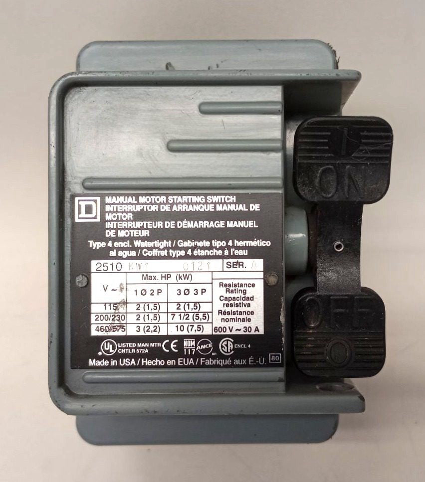 Square D 2510 KW1 Used Manual On-Off Motor Switch