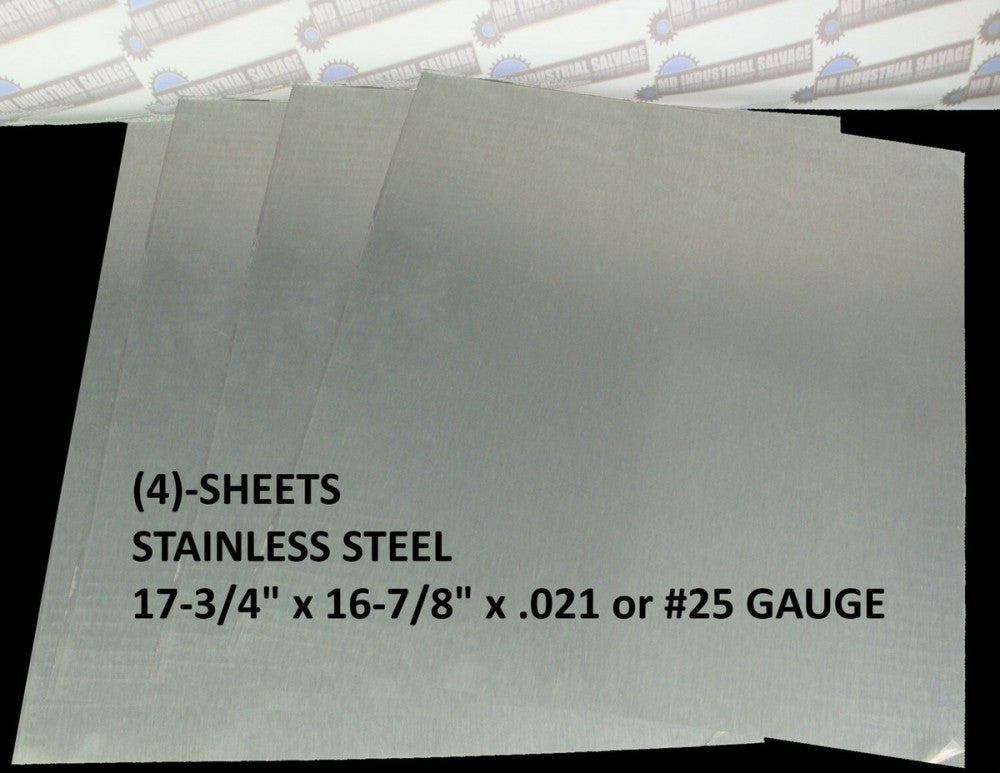 (4 pcs) FLAT BRUSHED STAINLESS STEEL Sheets 17-3/4" x 16-7/8" x 25 Gauge or .021