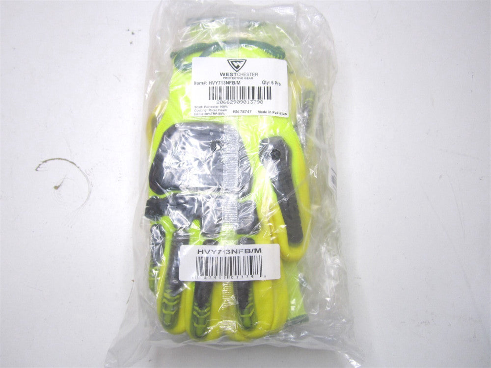 PIP (HVY713NFB) Size Medium Polyester Hi-Vis Polyester Gloves - Lot of 6 Pairs